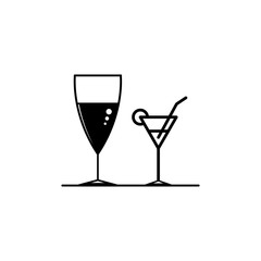 drink lines icons on white background - vector illustration.