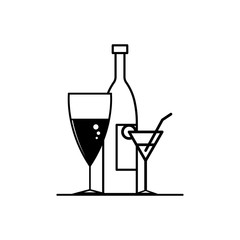 drink lines icons on white background - vector illustration.