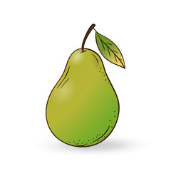 Green pear isolated on white background