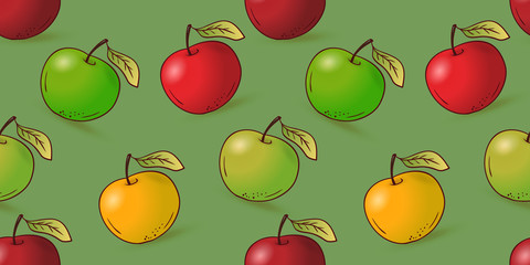 Vector hand drawn seamless apple pattern