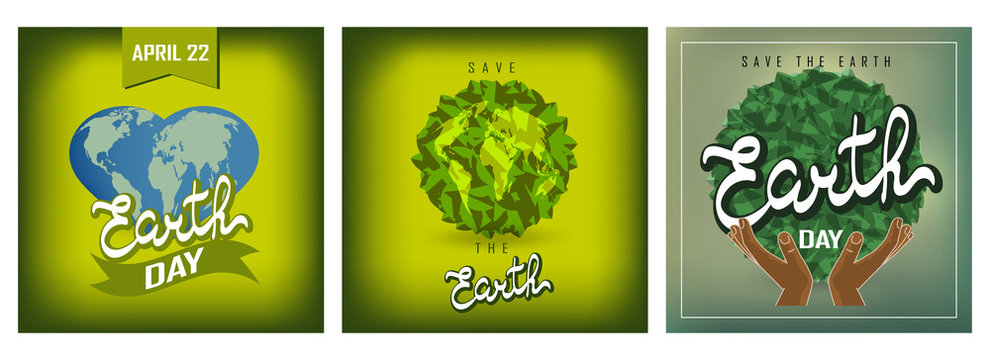 Happy Earth Day posters set.