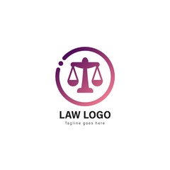 Law logo template design. Law logo with modern frame vector design