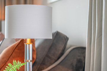 Decorative lamp on a table in a living room