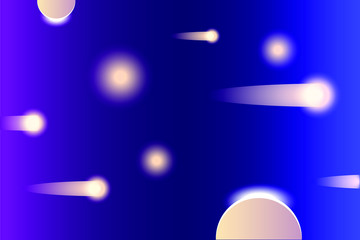 Horizontal cosmic background with planets and comets, meteorites and starlight. Gradient backdrop in dark pink and blue color for web design.