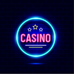Blue neon casino banner