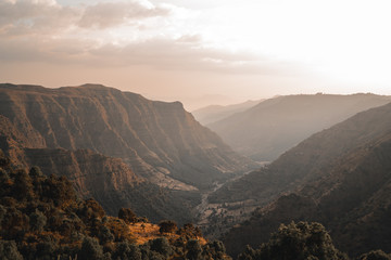 Landscape view over Simien Mountains in Ethiopia