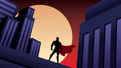 Abwaschbare Fototapete Für ihn Superhelden-Stadtnacht