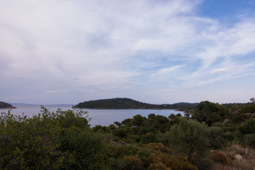 Gorgeous sea and sky colors in the dusk, Sithonia, Chalkidiki, Greece