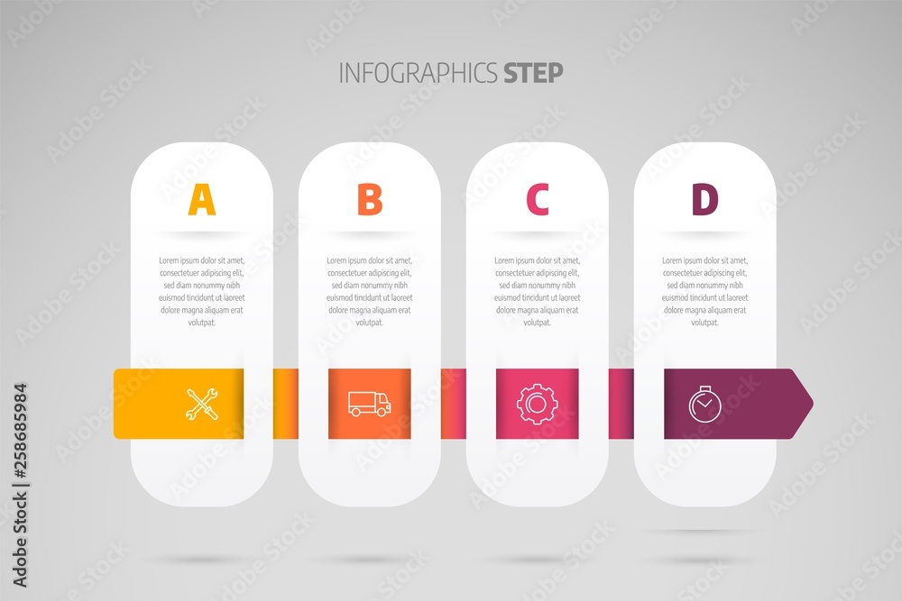Wall mural infographic design timeline or process chart. business data element of chart, graph, diagram with 4 