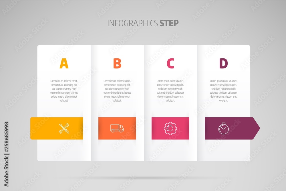 Wall mural infographic design timeline or process chart. business data element of chart, graph, diagram with 4 