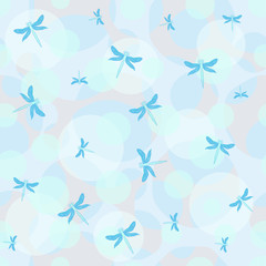 Modern template for fabric design with dragonflies. Seamless vector background. Abstract vector background with dragonflies. Cartoon vector illustration. Colorful modern background design.