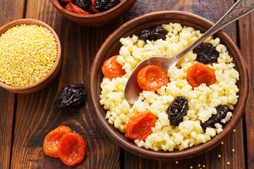 Millet porridge with dried fruits