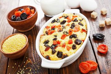 Millet casserole with dried fruits