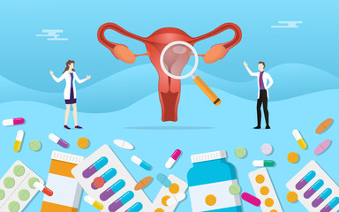 human ovarium medicine health pills drug capsule treatment with doctor analysis - vector