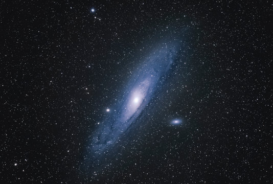 Andromeda Galaxy M31 with Nebula, Open Cluster, Globular Cluster, stars and space dust in the universe long expose