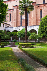 Detail of the cloister of the church of San Nicolò which is the largest religious building in the city of Treviso. In Gothic style it contains some frescoes by Tommaso da Modena.