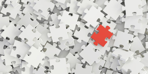 Jigsaw three dimensional background, with one leader; original 3d rendering