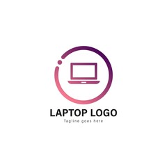 Laptop template design. Laptop logo with modern frame vector design
