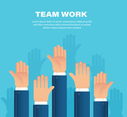 Raised hands. team work concept. background vector illustration eps10 