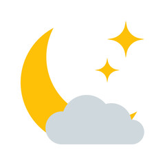 Weather forecast colorful icon. Flat half moon symbol isolated on white background. Vector illustration EPS10.