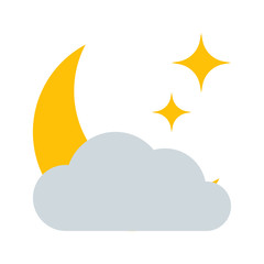 Weather forecast colorful icon. Flat half moon symbol isolated on white background. Vector illustration EPS10.