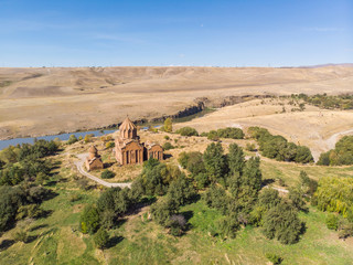 Fototapeta na wymiar Monastery complex of Marmashen in Armenia, arieal view