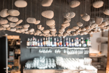 Bar in the cafe decorative hanging stones