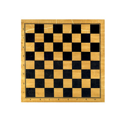 Wooden chess board isolated on white background