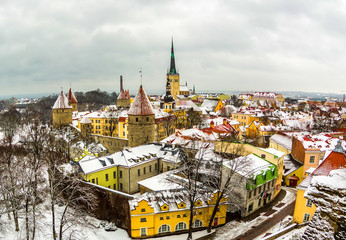 Fototapeta na wymiar Winter in Tallinn, Old Town, Estonia