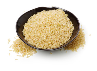 brown rice on white background