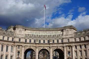 Photo from iconic Admiralty Arch near Trafalgar square on a cloudy blue sky, London, United Kingdom...