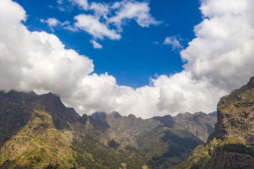 Fototapeta na wymiar Scenic mountain landscape of Madeira island, Portugal, in summer. Panorama view.
