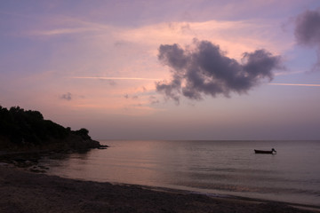 Fototapeta na wymiar Gorgeous sea and sky colors in the dusk, Sithonia, Chalkidiki, Greece