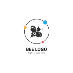 Bee logo template design. Bee logo with modern frame vector design