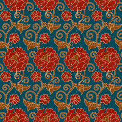 seamless vector colorful pattern design with flowers and vintage texture. seamless template in swatch panel