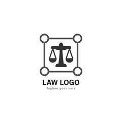 Law logo template design. Law logo with modern frame vector design