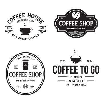Set of Coffee shop logotype templates. Coffee related emblems labels badges signs. Coffee to go.