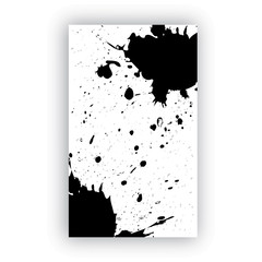 Black abstract design. Ink paint on brochure, Monochrome element isolated on white. Grunge banner paints. Simple composition. Liquid ink. Background for banner, card, poster, identity,web design.