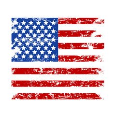 Grunge USA flag. American flag with grunge texture. Vector flag of USA.