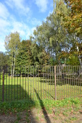 Fototapeta premium Autumn behind the iron fence