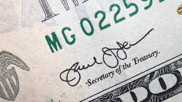 Close up footage of U.S. Dollar