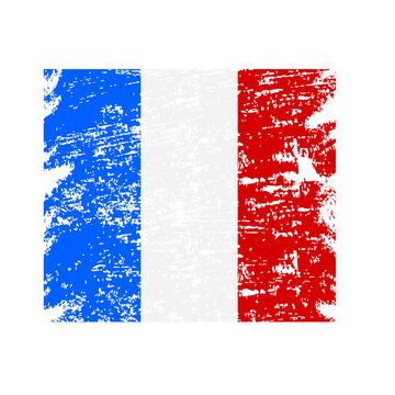 Grunge flag France, brush stroke background grunge texture.Vector.