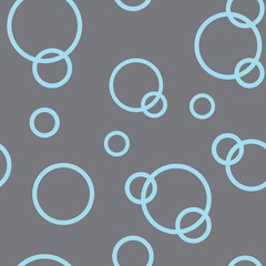 Vector seamless pattern of light blue bubbles in the gray