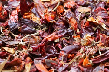 Red pepper fruits prepared for air drying