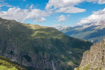 Naklejka premium Panorama of mountains scene in national park Switzerland