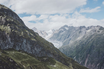 Naklejka premium Panorama of mountains scene in national park Switzerland
