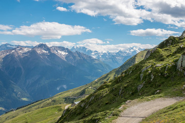 Panorama of mountains scene in national park Switzerland