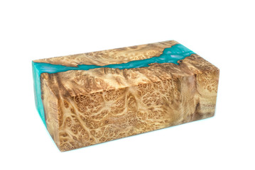Casting epoxy resin stabilizing burl Leza  Salao wood abstract art isolated background for blanks