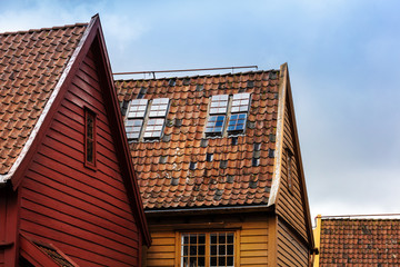 windows on old tile roof