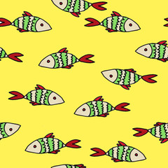 Fish seamless pattern. Child illustration. Print for fabric and other surfaces.
